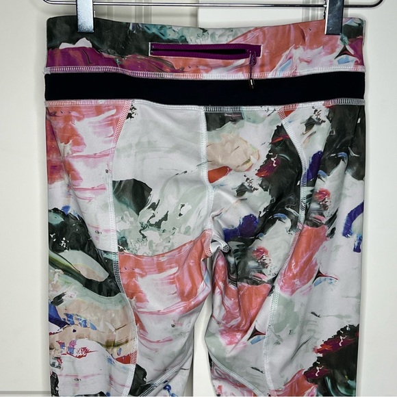 Lululemon Leggings 4 Run Inspire Crop II Pigment Wave Multi Black Pink Womens - Picture 11 of 16